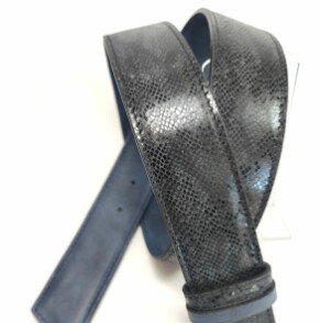 Ceinture reversible Femme Serpent noir / Bleu newport